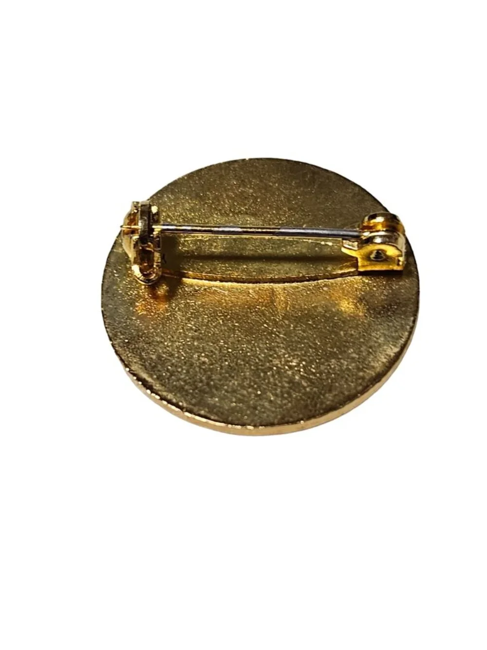 Vintage Lapel Pin Blue Enamel Gold Tone Round MCM Mod Fashion Jewelry Women